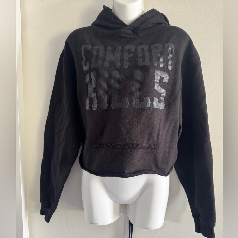 The Drive Clothing “Comfort Kills”  Black Cropped Hoodie